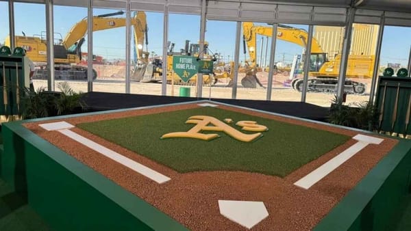 A's team officials and city leaders at the Las Vegas stadium groundbreaking ceremony