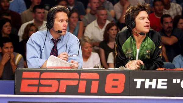 Contestants compete in a wild ESPN8: The Ocho event featuring slippery stairs and unusual sports